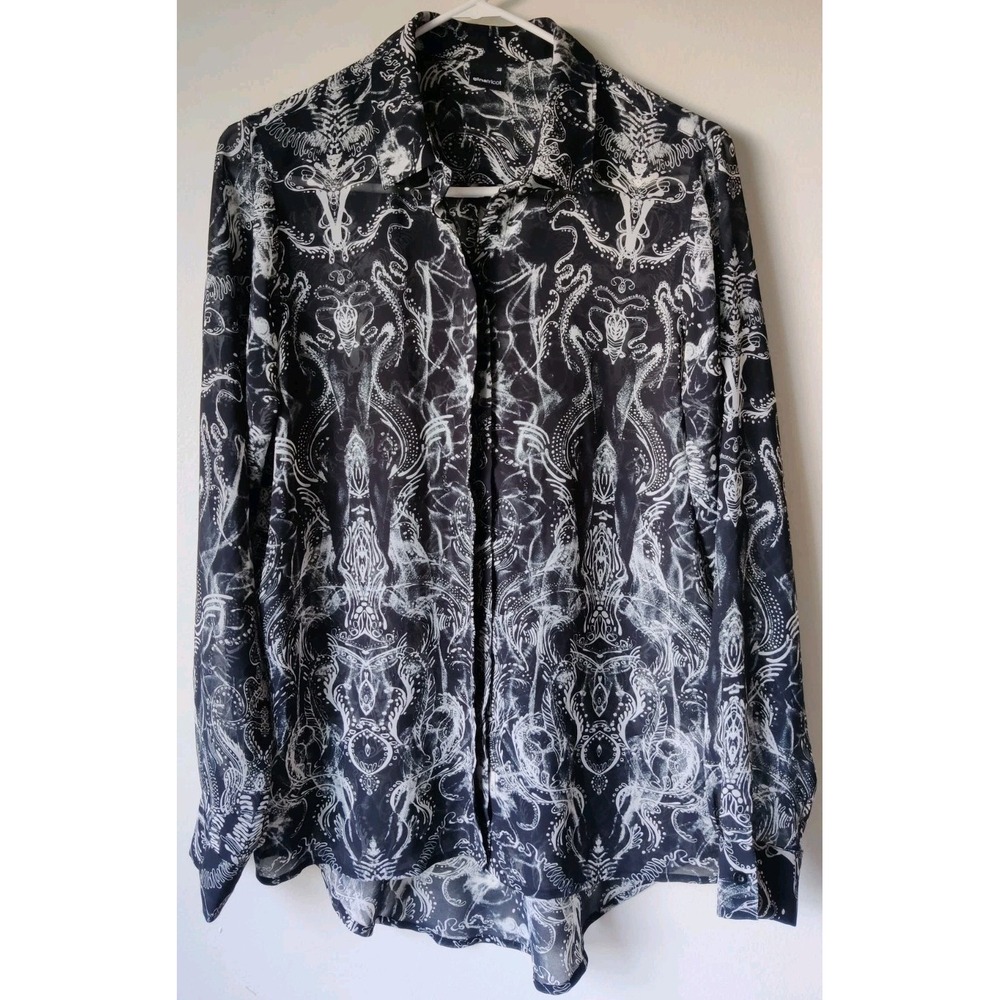 Gina Tricot Trista Shirt‎ Women's Blouse Black/White Button Up Size 38(6-8)